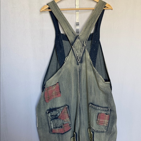 NWT Blue Velvet Wildflower Roads Embroidered Denim Overalls Size L Boho Vintage - Picture 9 of 16